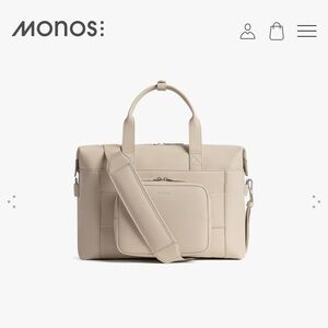 MONOS Beige Travel Duffle Bag with Shoulder Strap